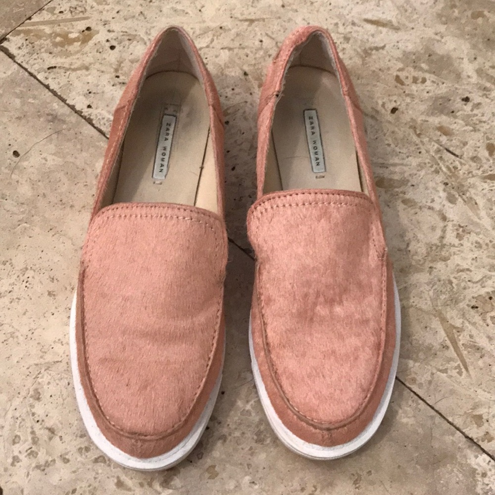 Zara pink calf hair shoes